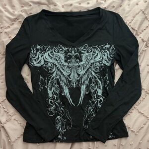 Black Goth Long Sleeve Top